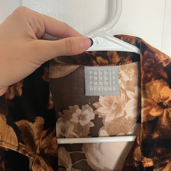 Vintage rabbit rabbit rabbit velvet floral cropped cardigan - Picture 2 of 3